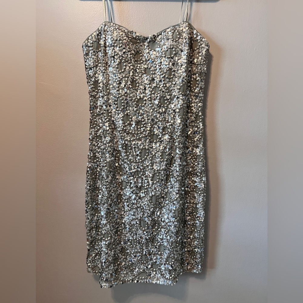 Adrianna Papell Strapless Sequins Beaded Dress